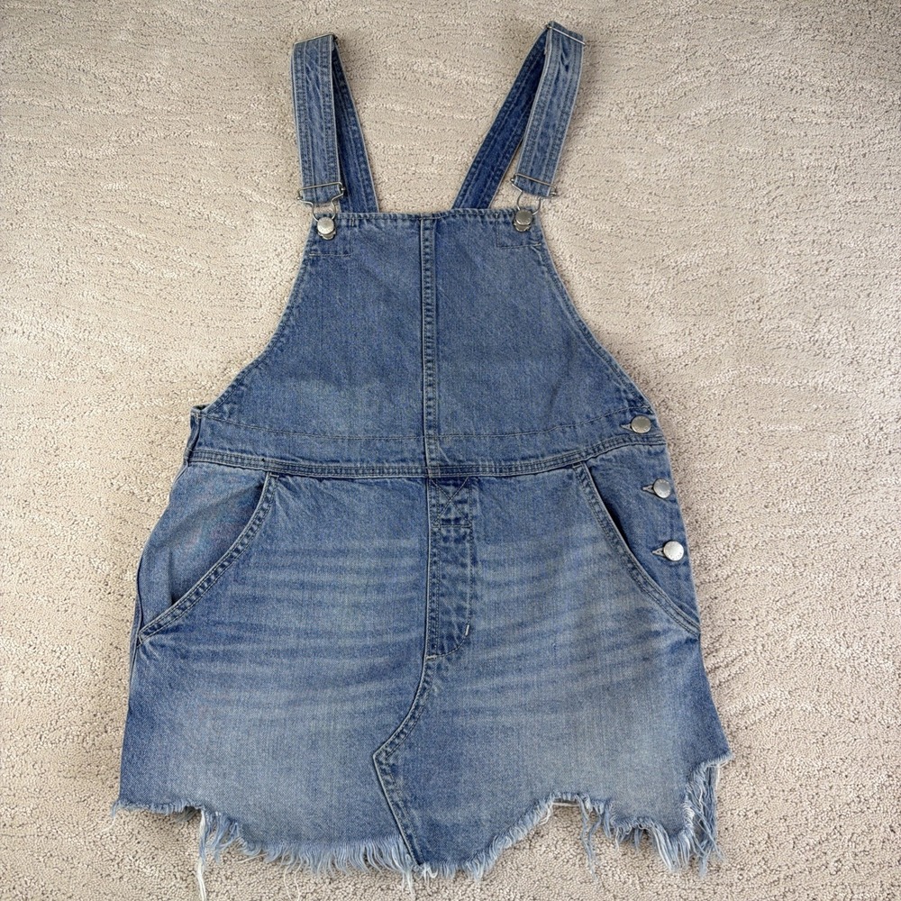 Women's Free People Size 4 Denim Overall Skirt Cut Off‎